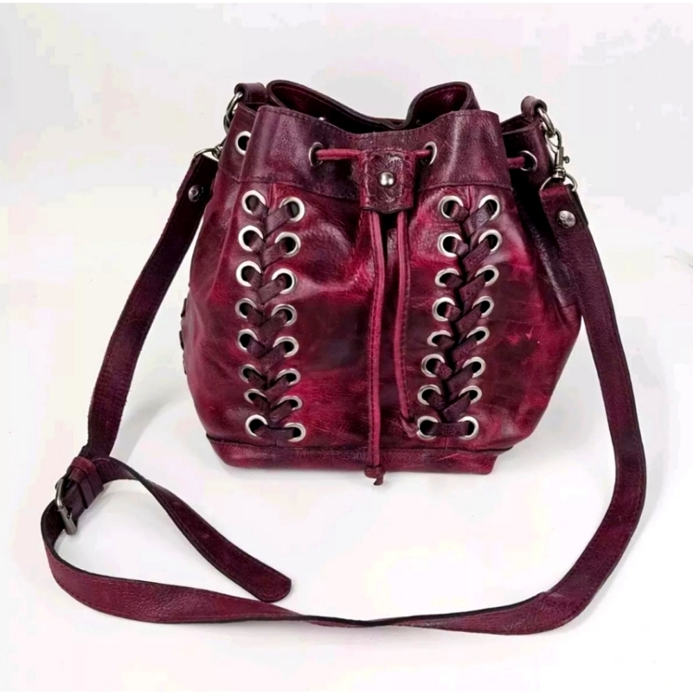 Patricia Nash 100% Leather Purple Maroon Martina Crossbody Bag